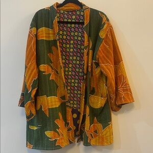 Beautiful Handmade Two Sided Colorful Floral Open Jacket